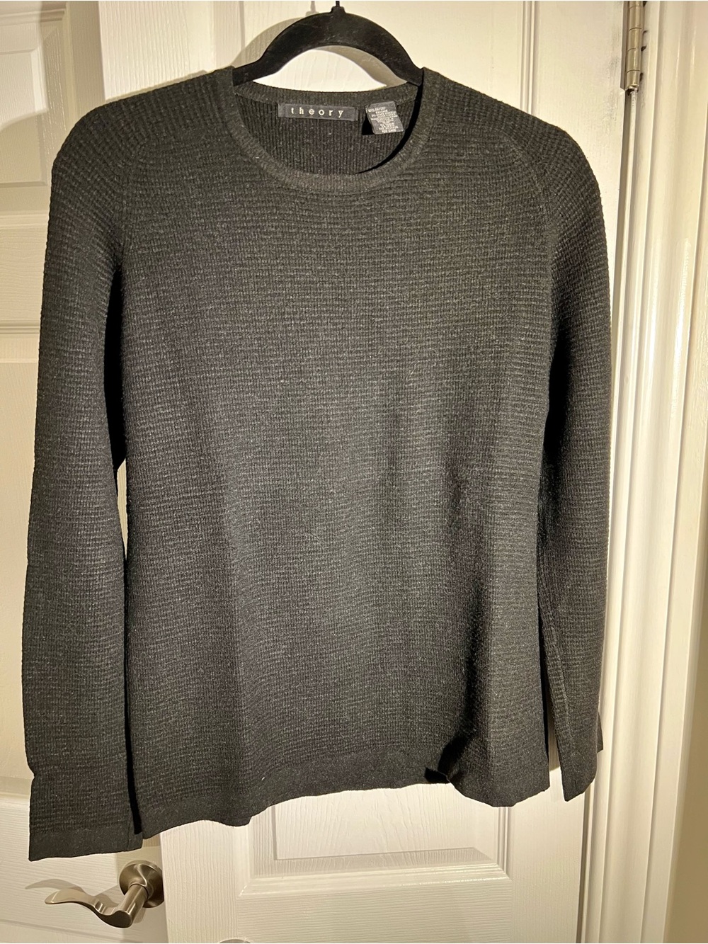 Theory Men's Black Textured Crewneck Sweater